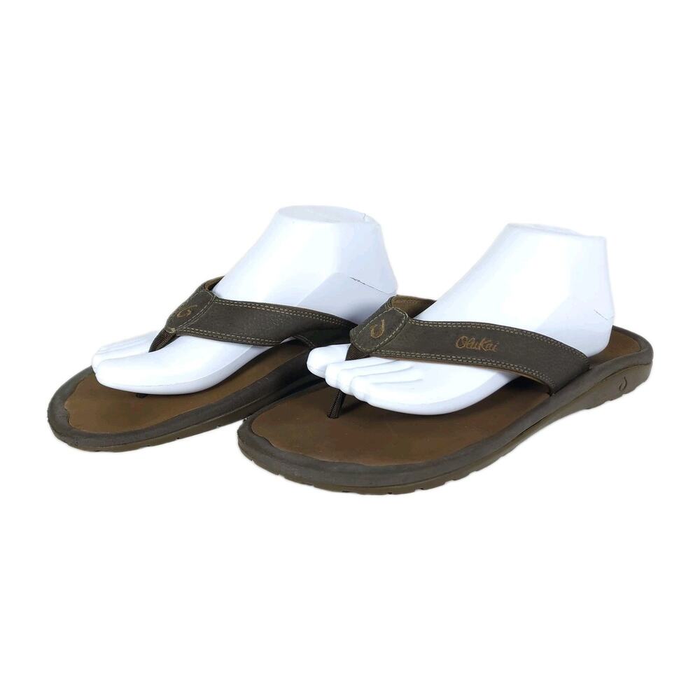 Olukai Men's Ohana US11 Brown Slip On Flat Thong Sandals